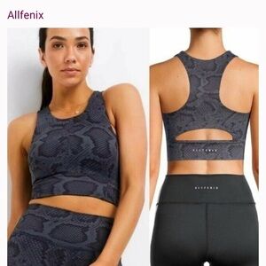 Anthropologie Allfenix Snake Skin High Neck Sports Bra M L